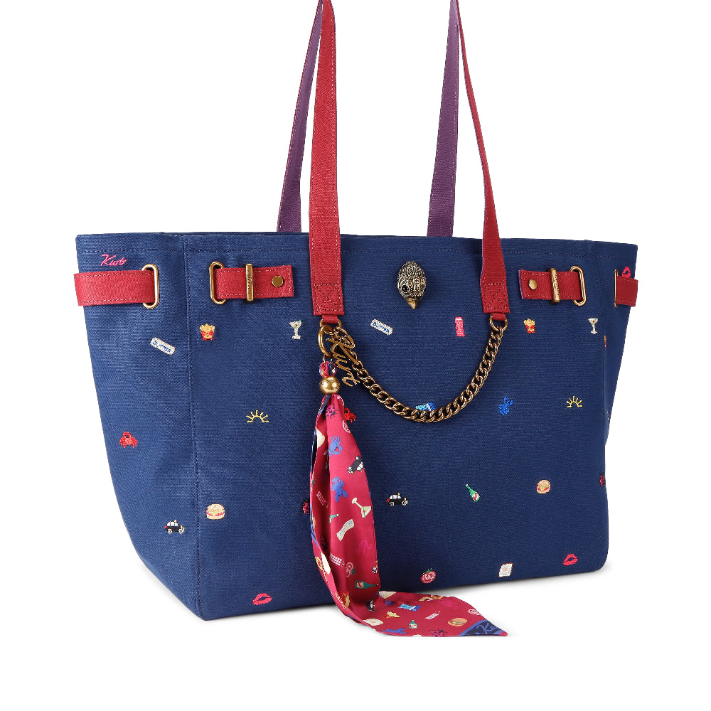 Kurt Geiger | Bolso Shopper Sloane de Canvas Azul Marino