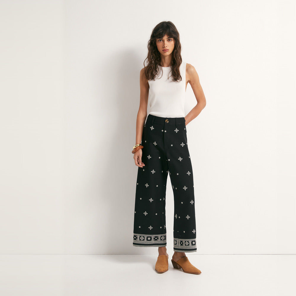 Sfera | Pantalones Anchos Bordados para Dama
