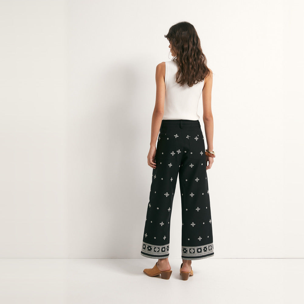 Sfera | Pantalones Anchos Bordados para Dama
