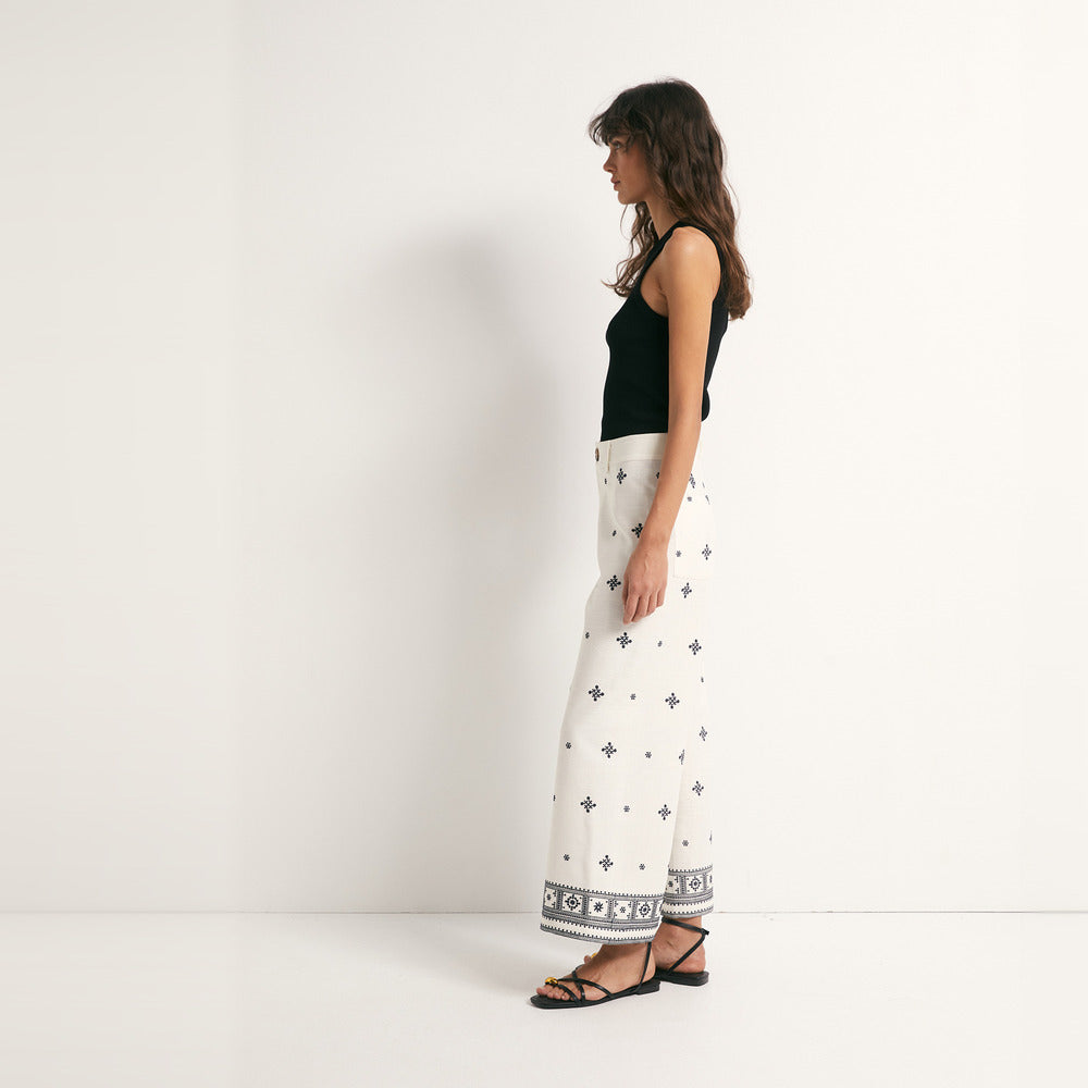 Sfera | Pantalones Anchos Bordados para Dama