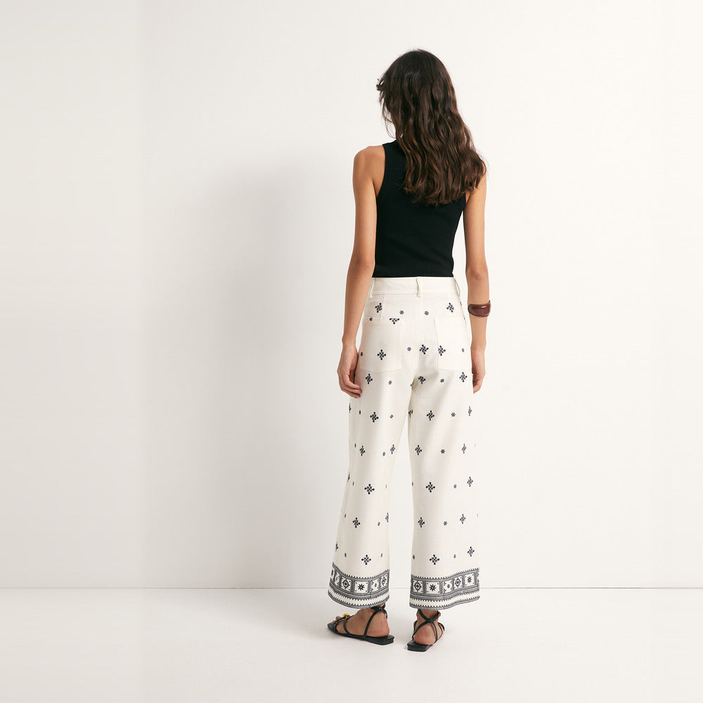 Sfera | Pantalones Anchos Bordados para Dama