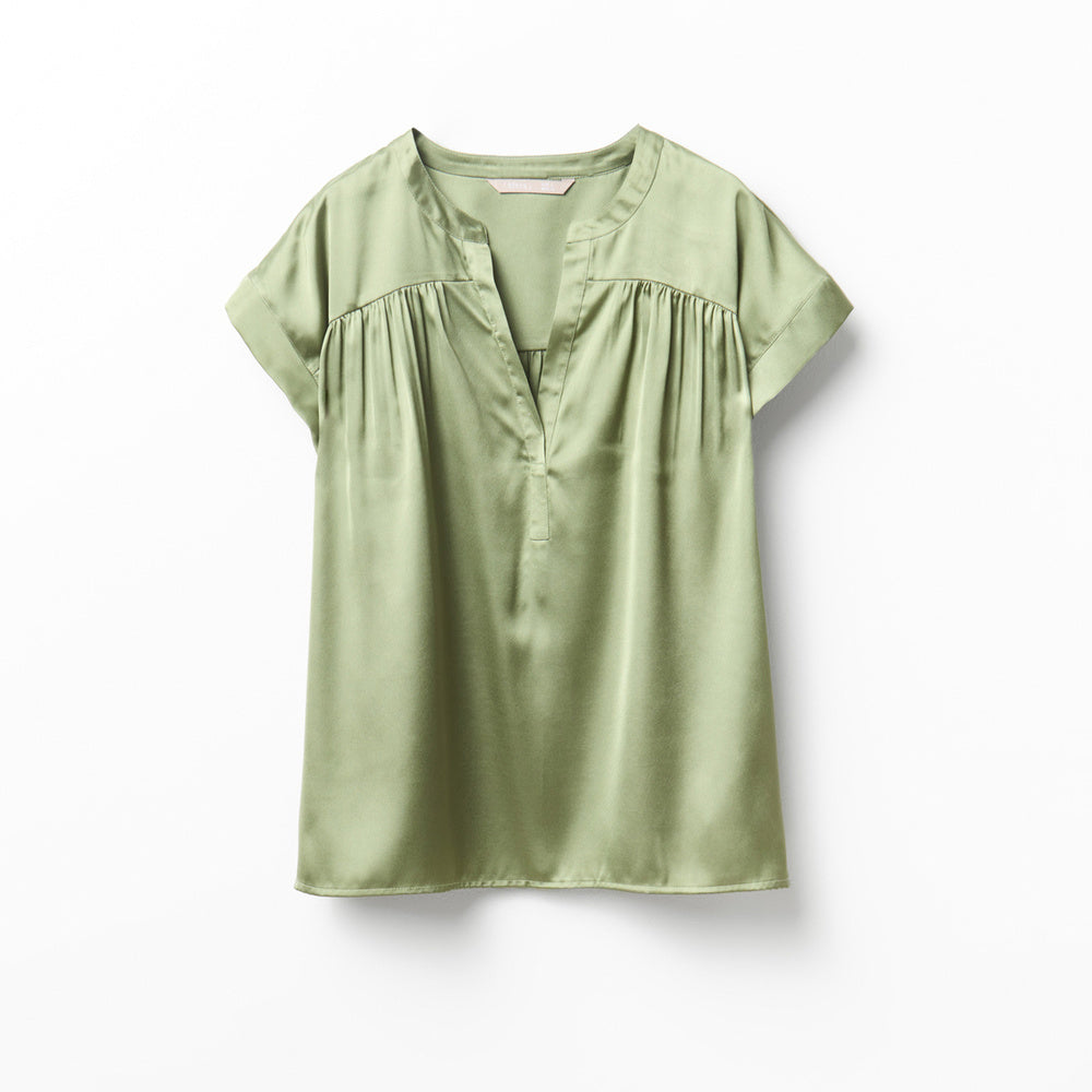 Sfera | Top Satinado con Cuello en Pico para Dama