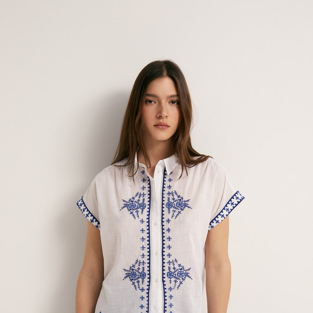 Sfera | Camisa de Resort Bordada para Dama