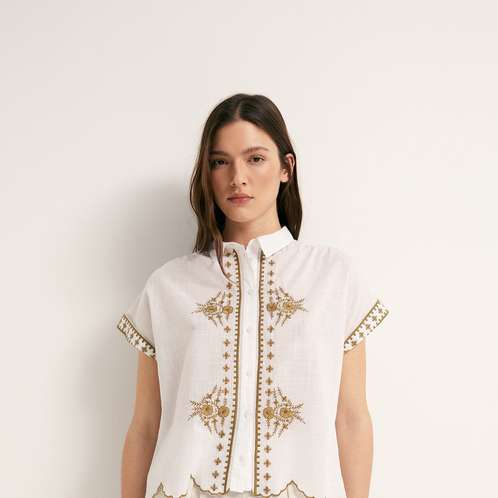 Sfera | Camisa de Resort Bordada para Dama
