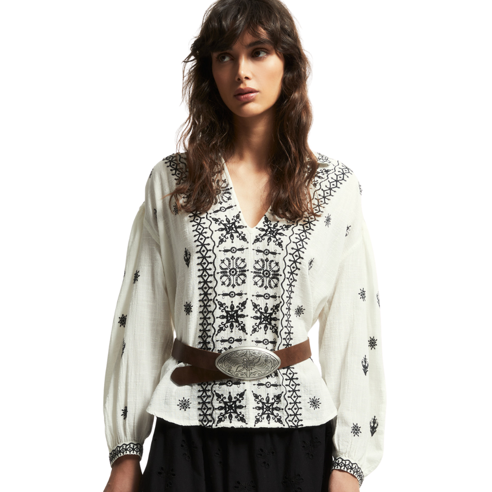 Sfera | Blusa con Bordados en Contraste para Dama