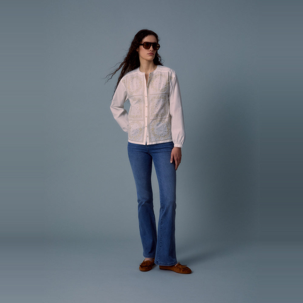 Sfera | Blusa con Bordado Frontal para Dama