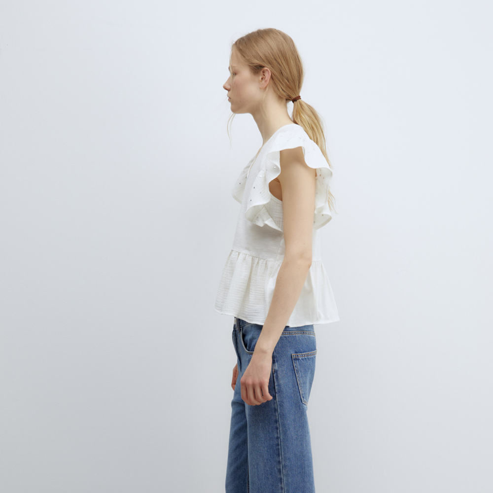 Sfera | Camiseta Volante Tachas para Dama