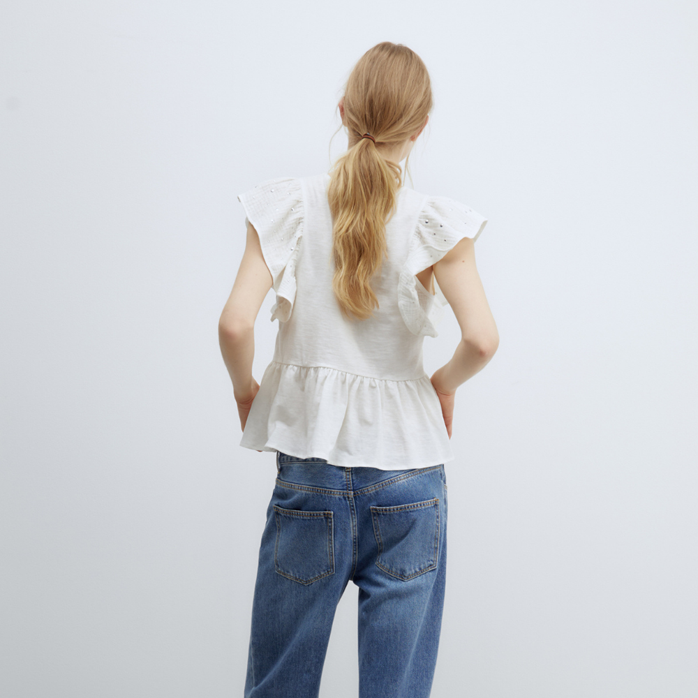 Sfera | Camiseta Volante Tachas para Dama