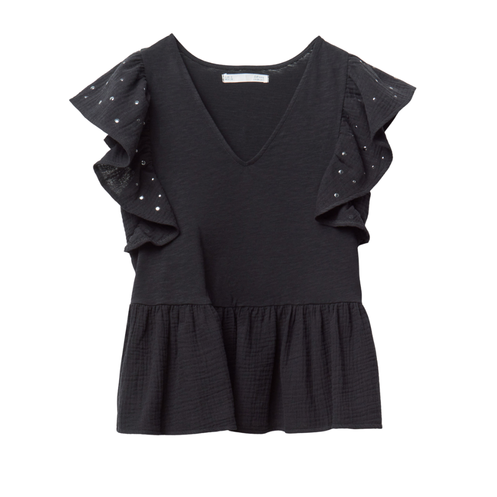 Sfera | Camiseta Volante Tachas para Dama