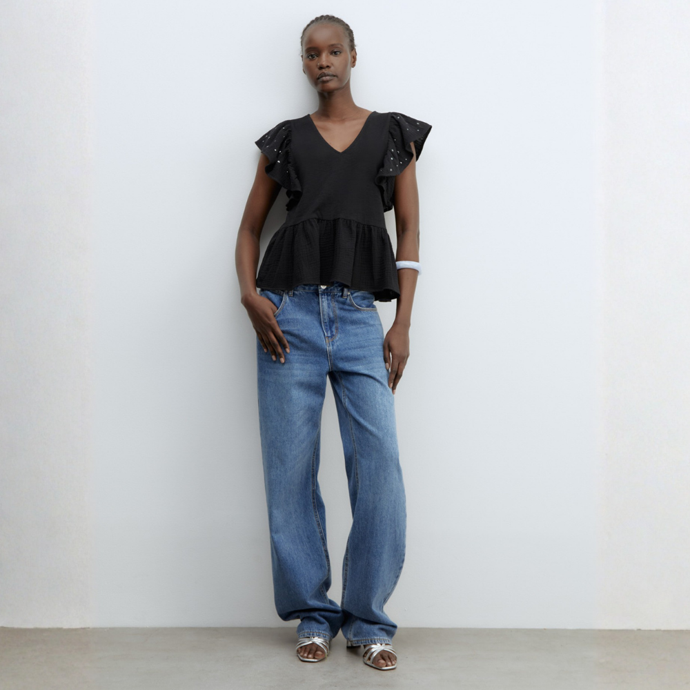 Sfera | Camiseta Volante Tachas para Dama