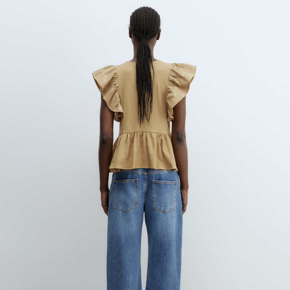 Sfera | Camiseta Volante Tachas para Dama