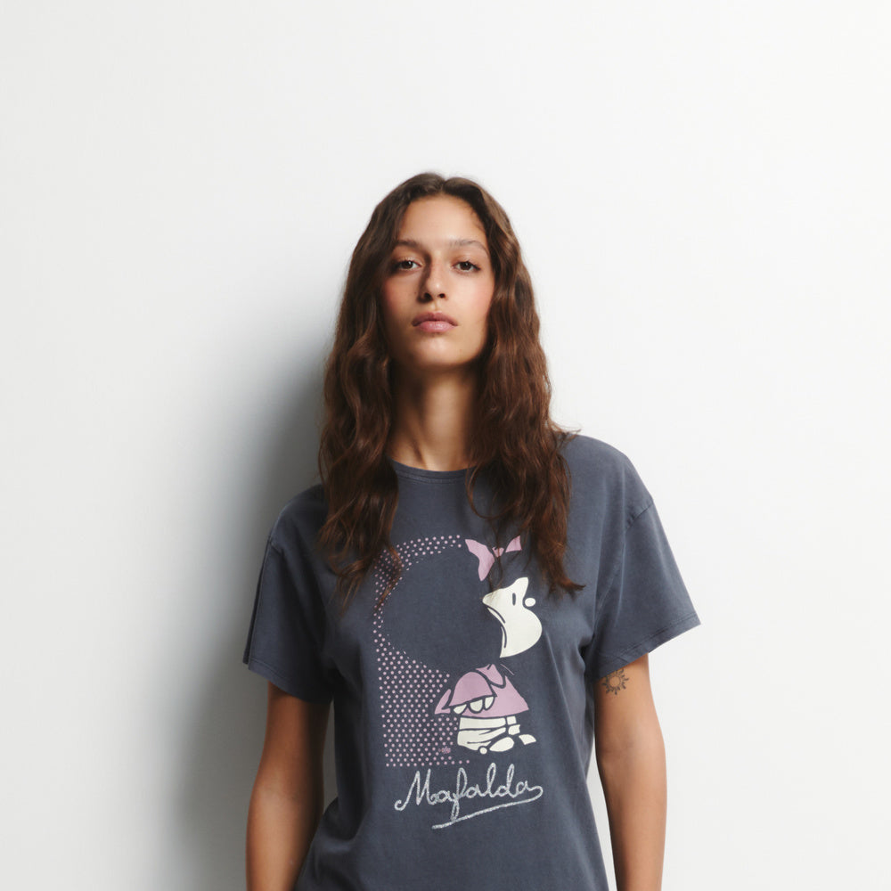 Sfera | Camiseta con Purpurina de Mafalda para Dama