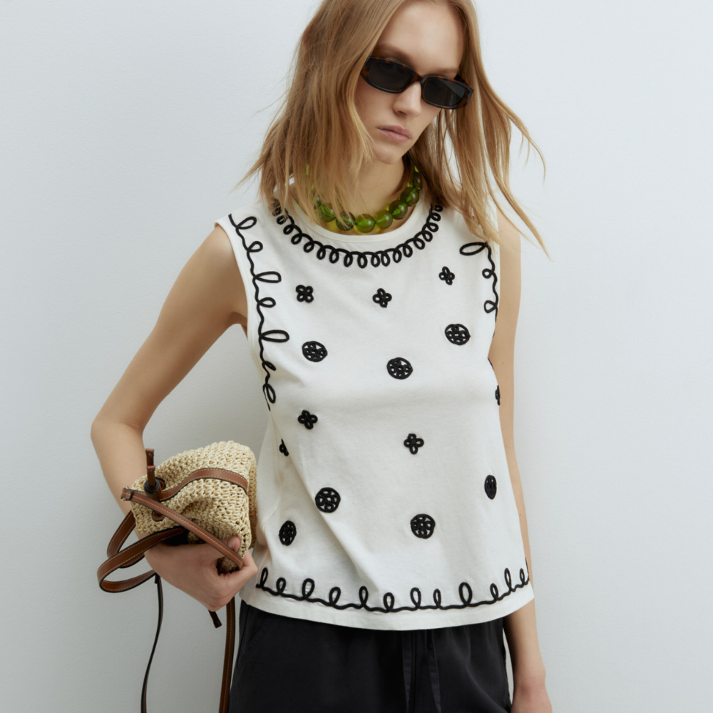 Sfera | Camiseta Bordada Contraste para Dama