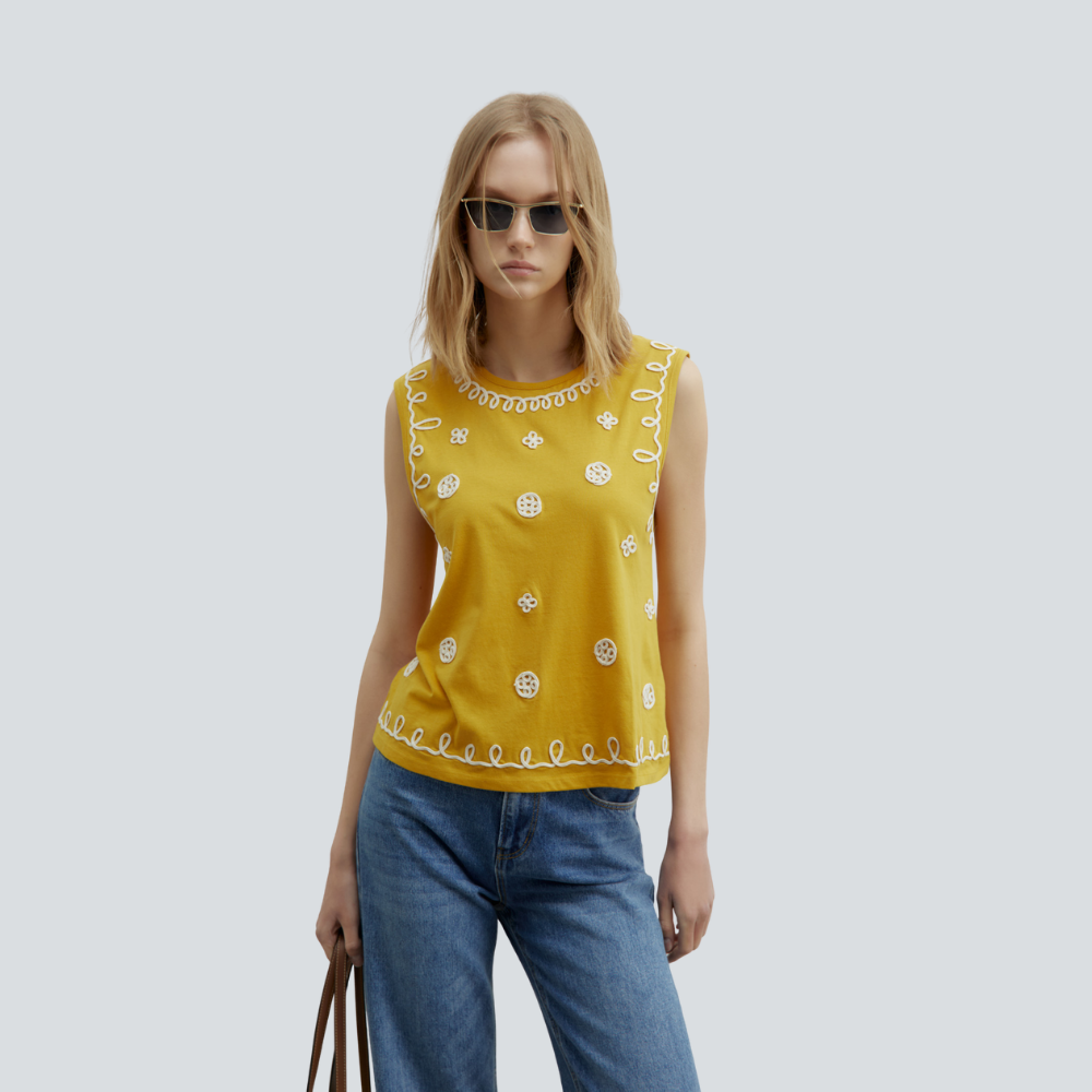 Sfera | Camiseta Bordada Contraste para Dama
