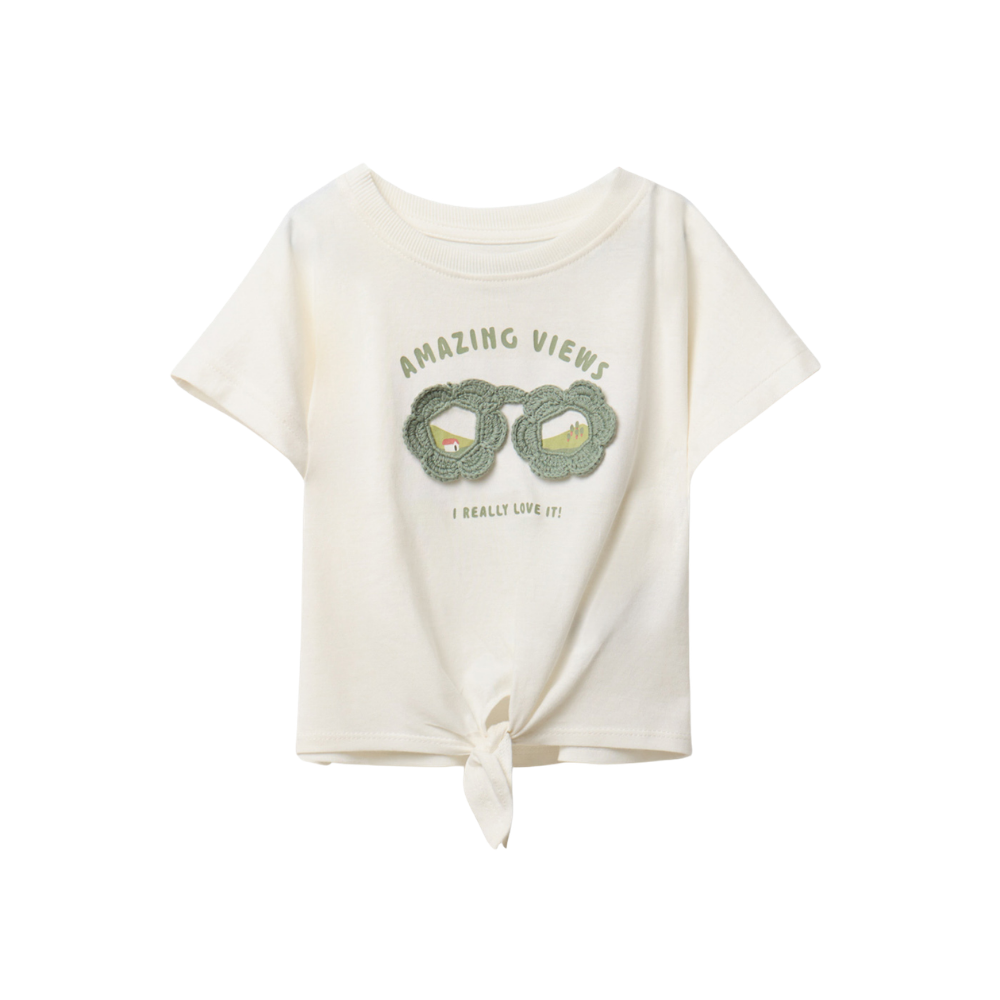 Sfera | Camiseta con Nudo y Gafas Bordadas para Niña