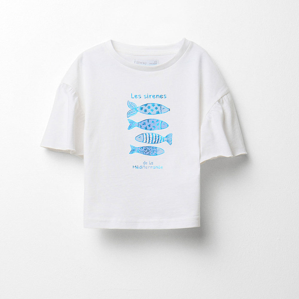Sfera | Camiseta con Estampado de Pececitos para Niña