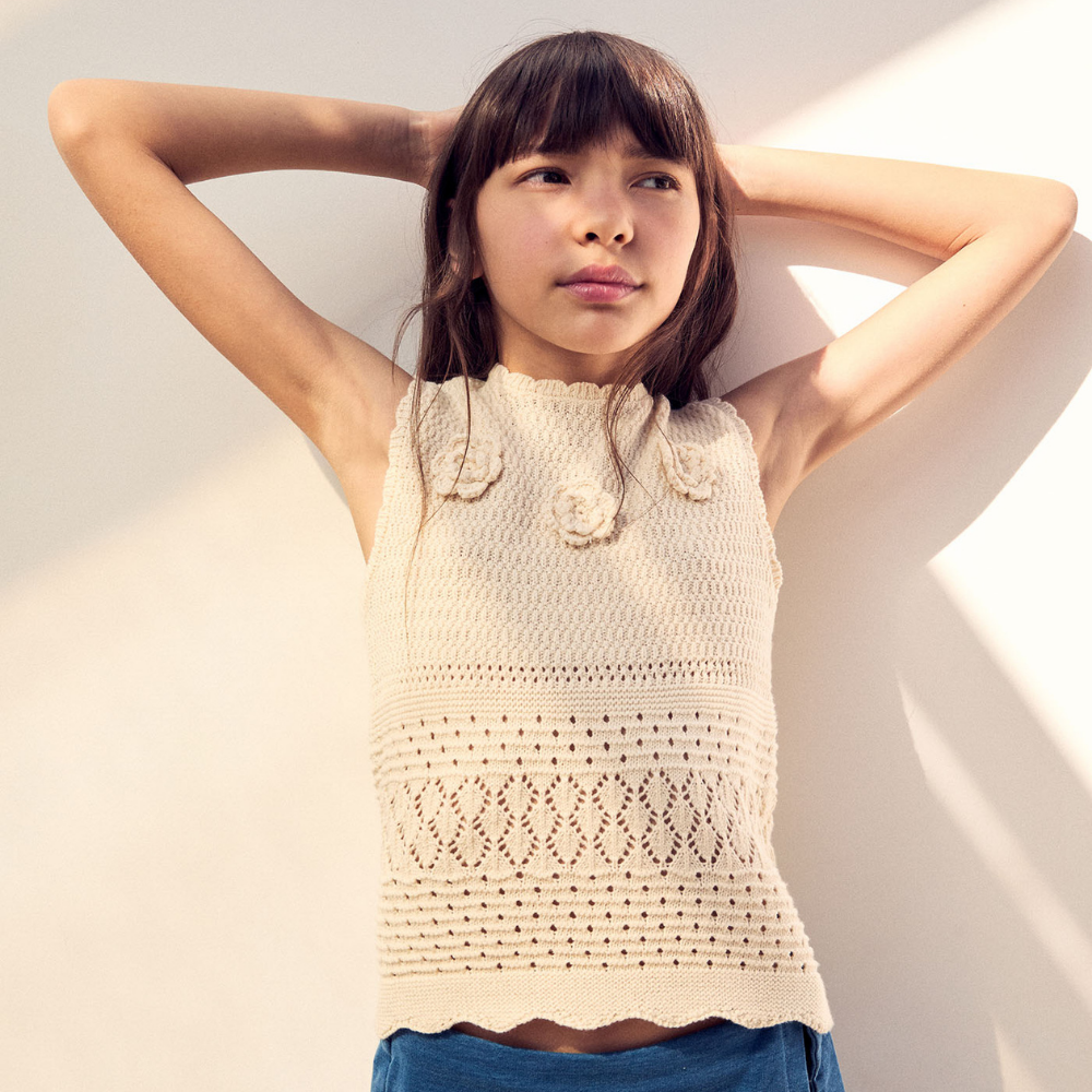 Sfera | Top Tricot Flores para Niña