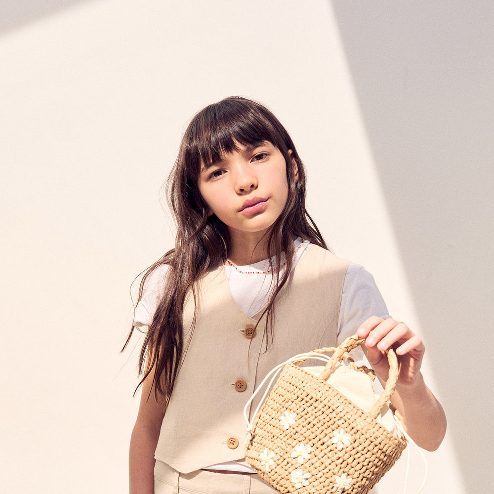Sfera | Bolso Trenzado con Flores Bordadas