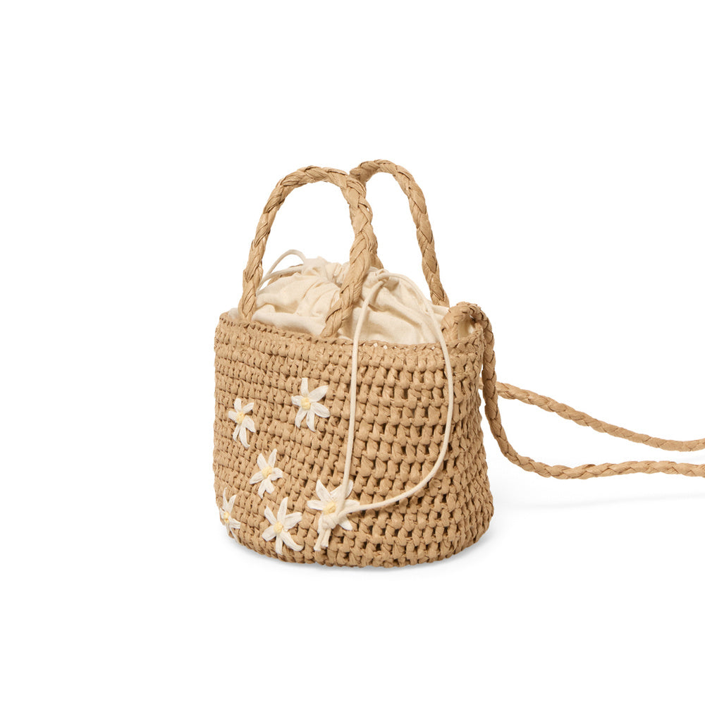 Sfera | Bolso Trenzado con Flores Bordadas