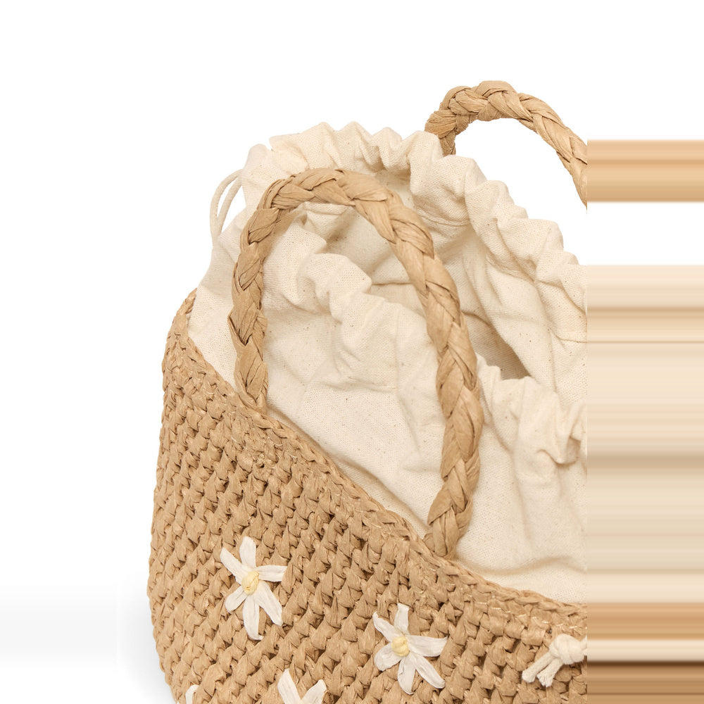 Sfera | Bolso Trenzado con Flores Bordadas
