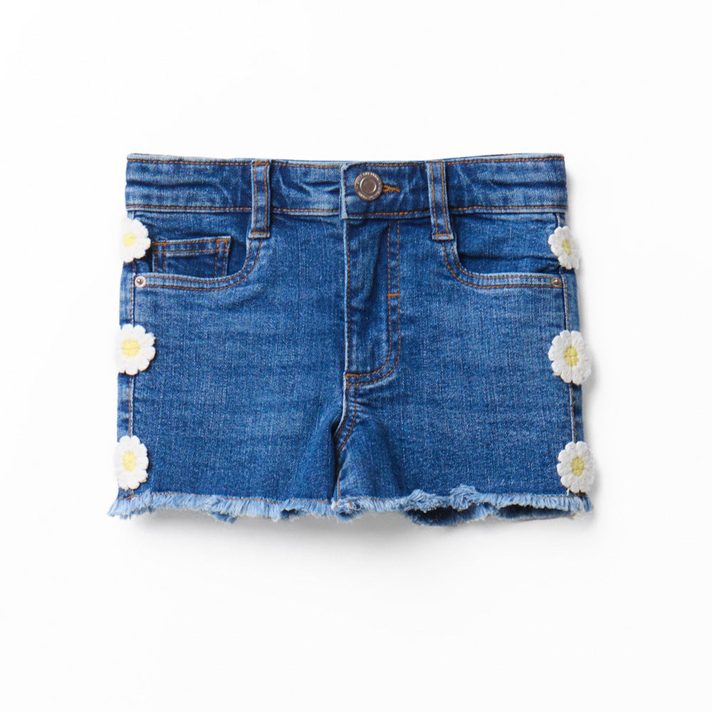 Sfera | Pantalón Corto Vaquero con Flores para Niña