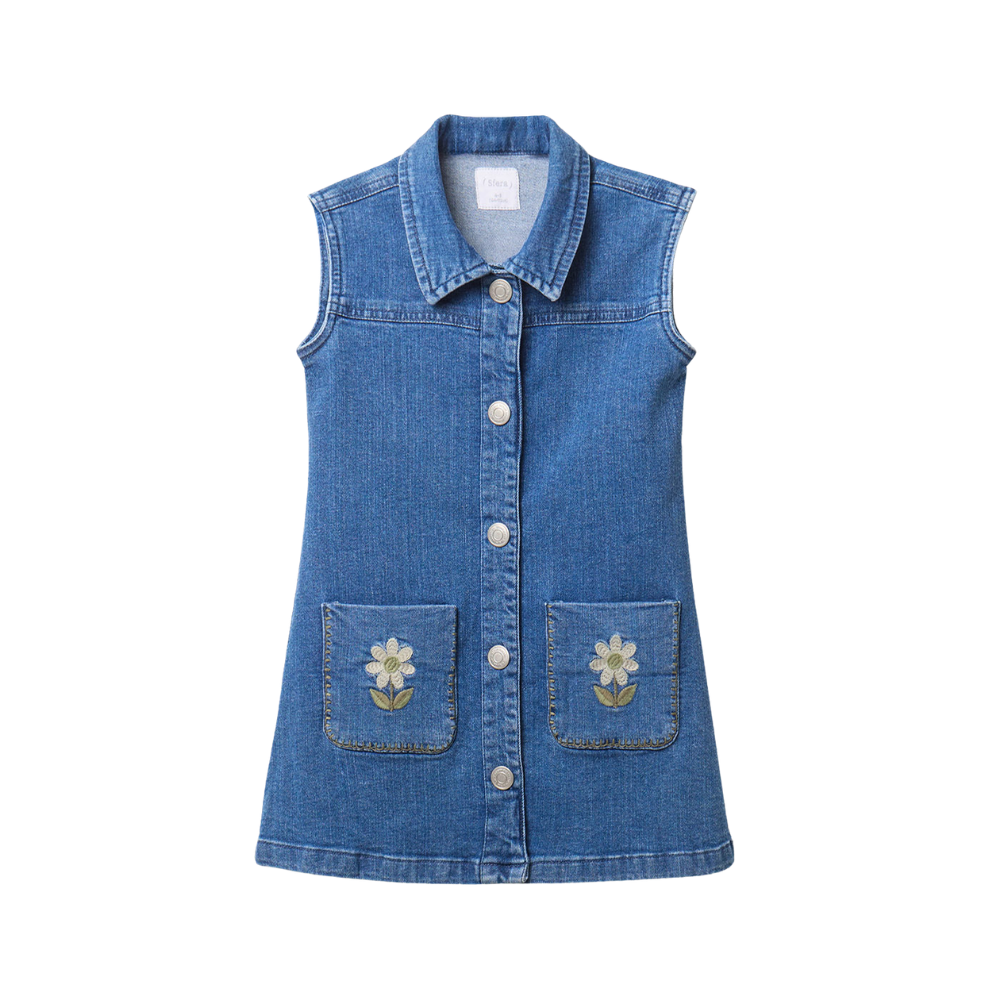 Sfera | Vestido Denim Bolsillos Para Niña.
