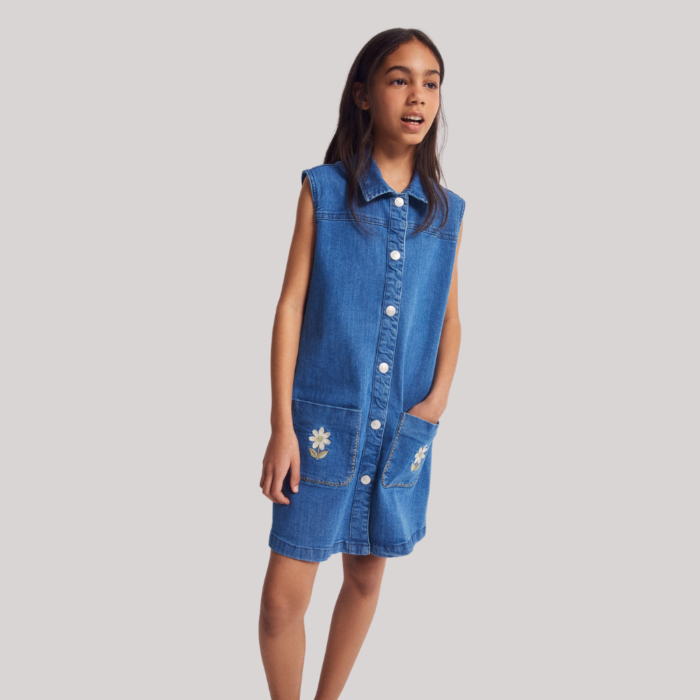 Sfera | Vestido Denim Bolsillos Para Niña.
