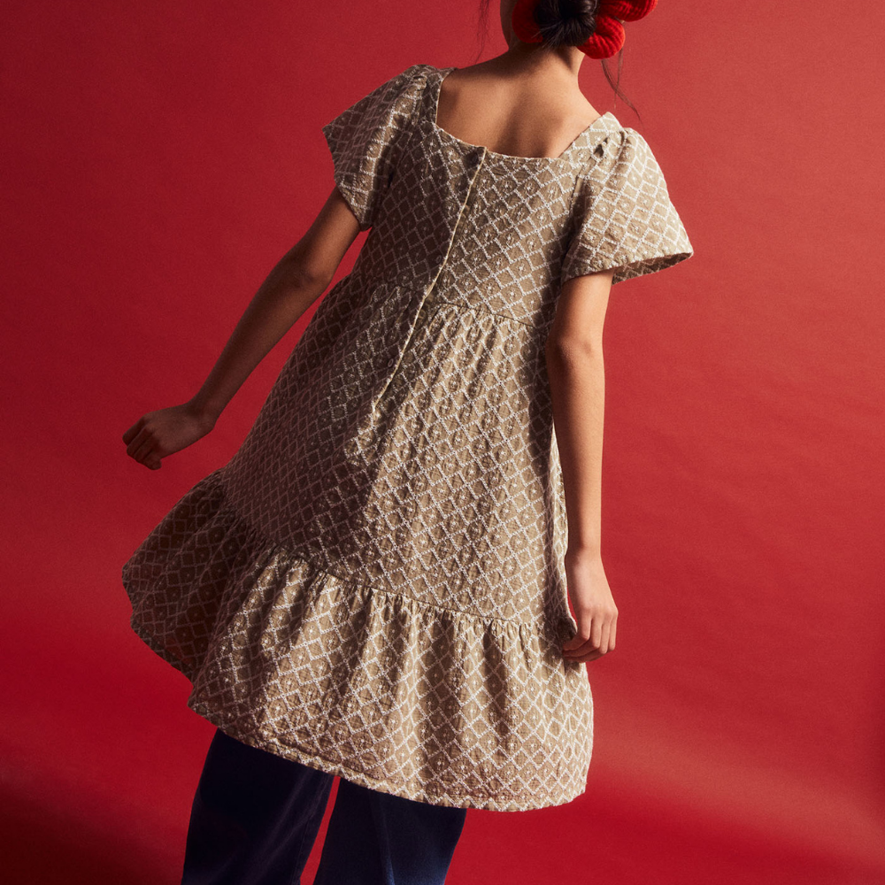Sfera | Vestido Bordado Rombos Para Niña