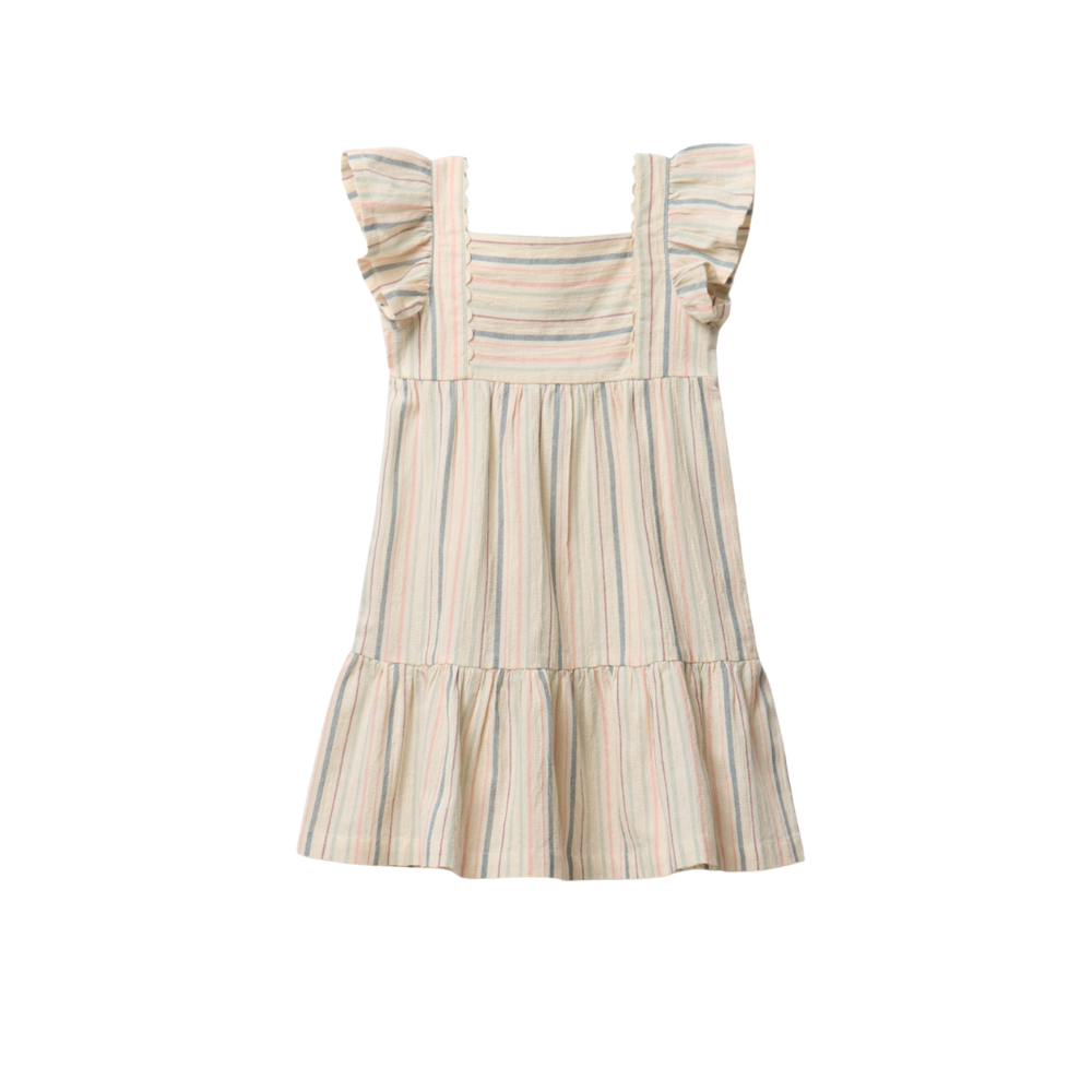 Sfera | Vestido Rústico Rayas Para Niña