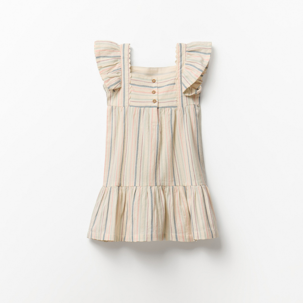 Sfera | Vestido Rústico Rayas Para Niña