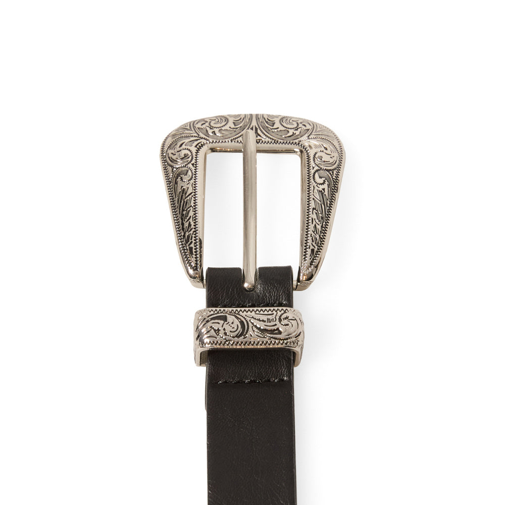 Sfera Cinturón liso con hebilla estilo cowboy Negro