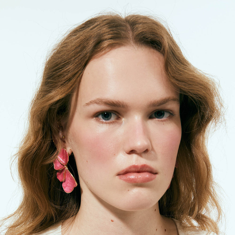 Sfera Aretes de abanico esmaltado Rosa