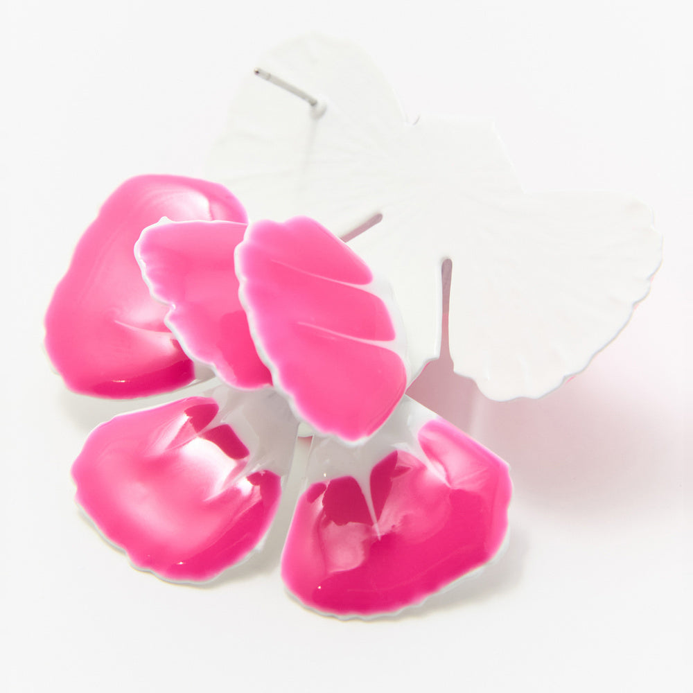 Sfera Aretes en forma de flor con cierre de tuerca Fucsia