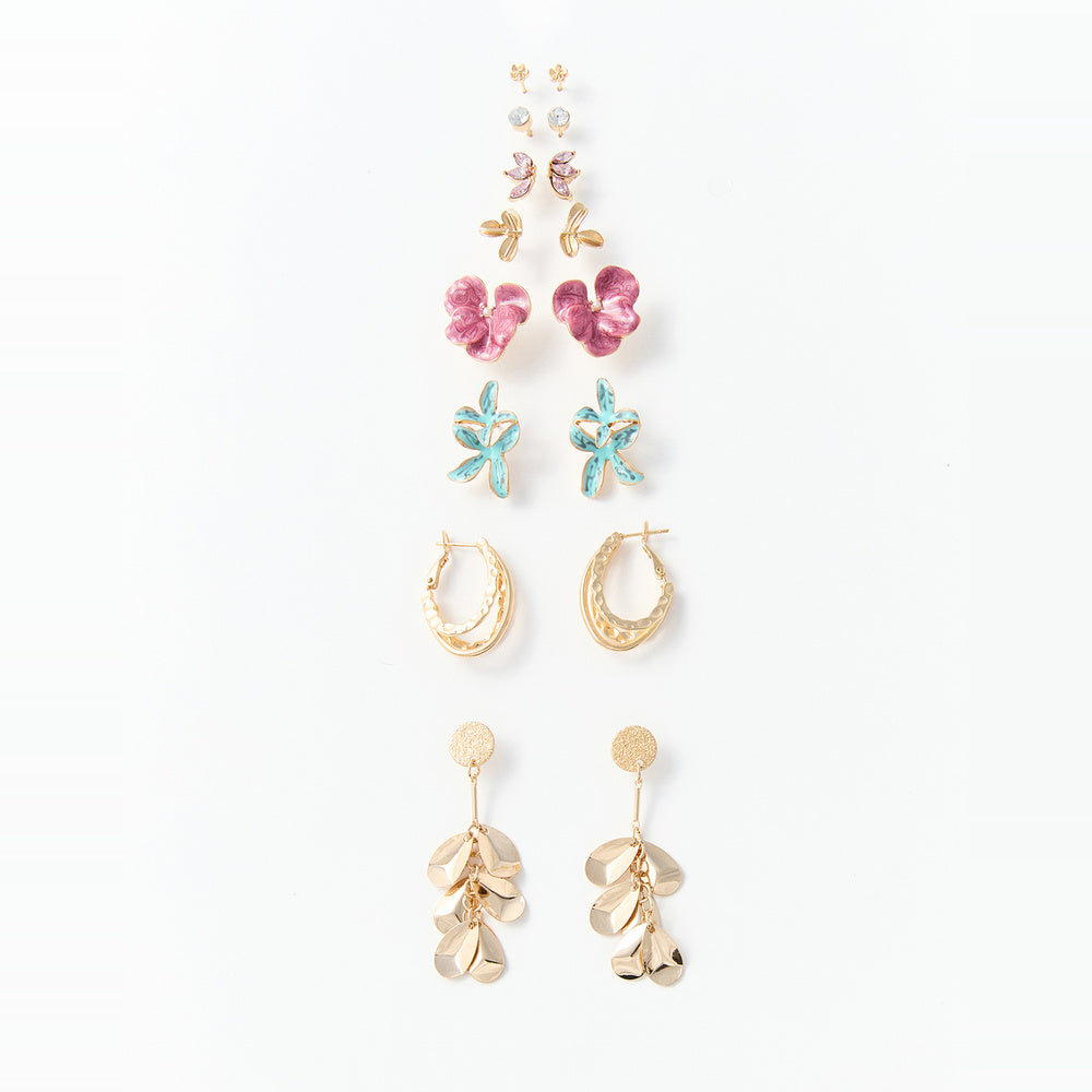 Sfera Set de 8 aretes con motivos de flores