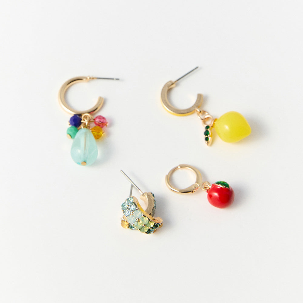 Sfera Set de 4 pares de aretes de aro con frutas
