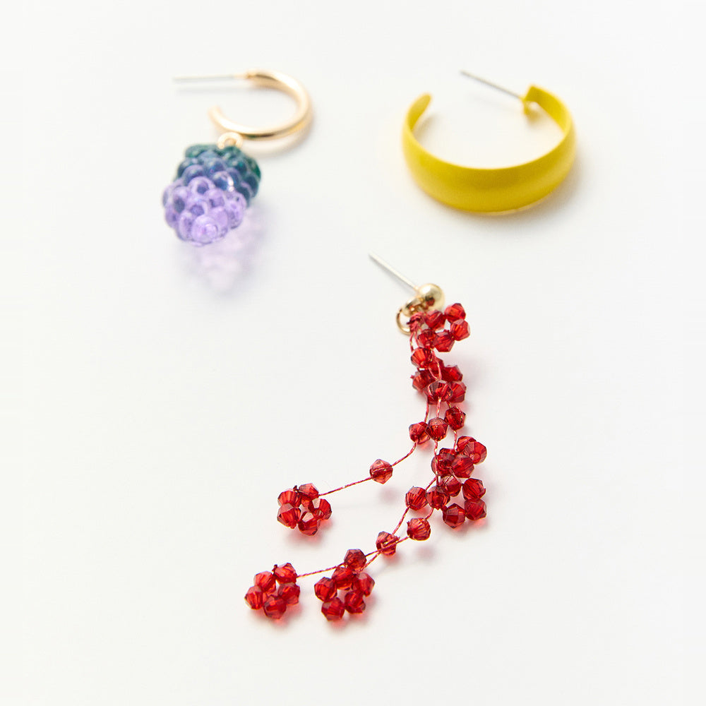 Sfera Set de 6 aretes con motivos de frutas