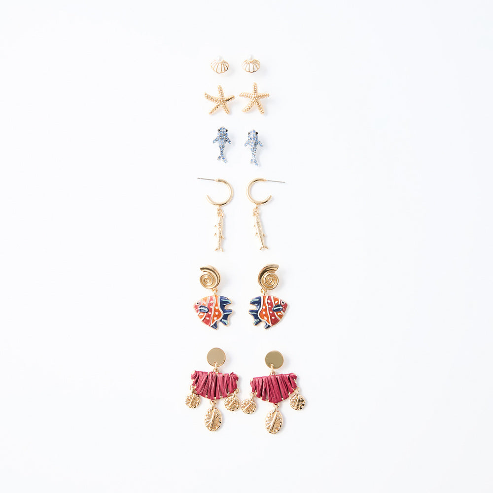 Sfera Set de 6 aretes con motivos marinos