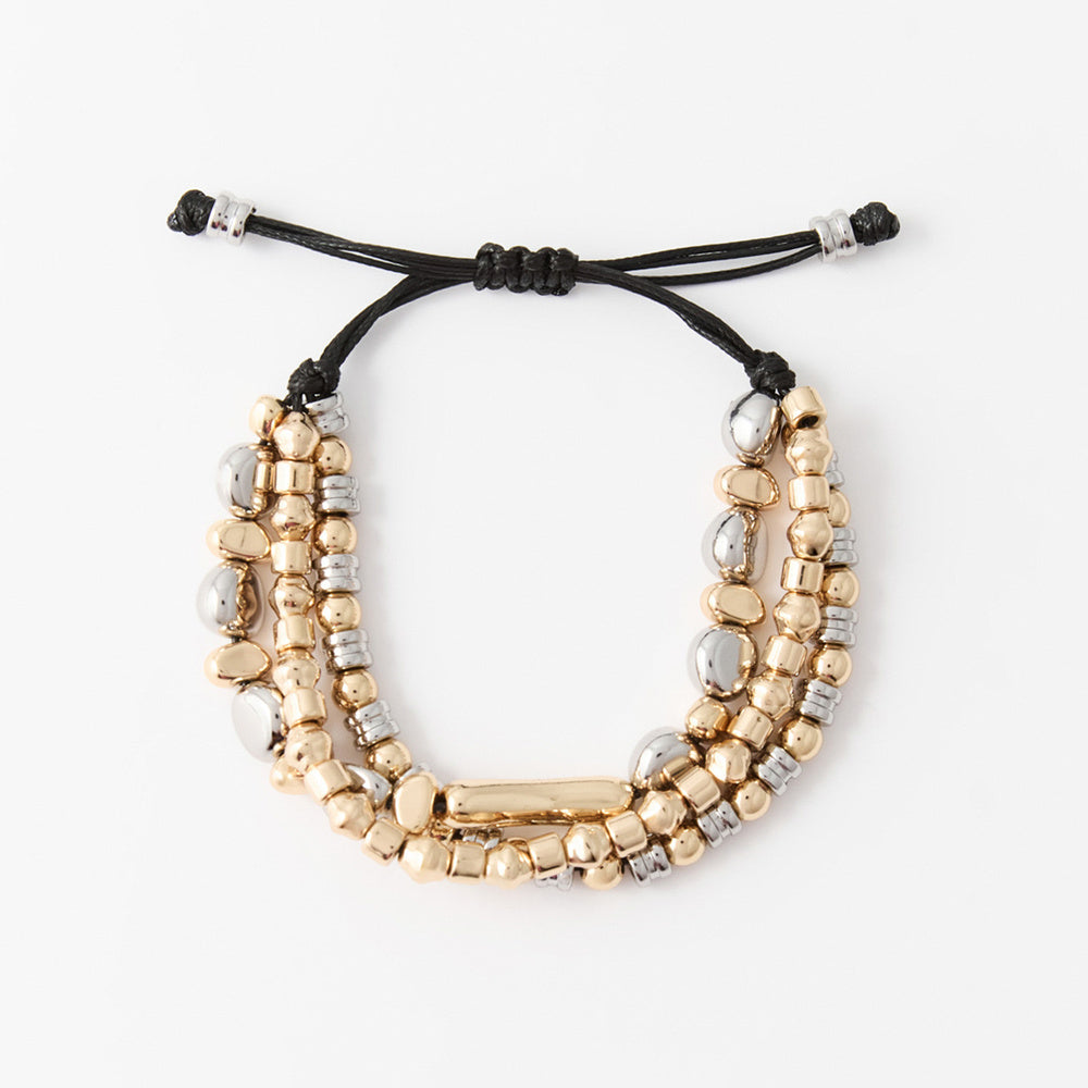 Sfera Pulsera de cordón con cuentas metálicas
