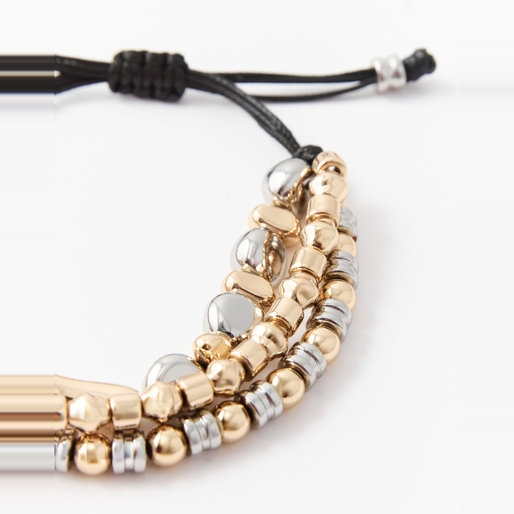 Sfera Pulsera de cordón con cuentas metálicas