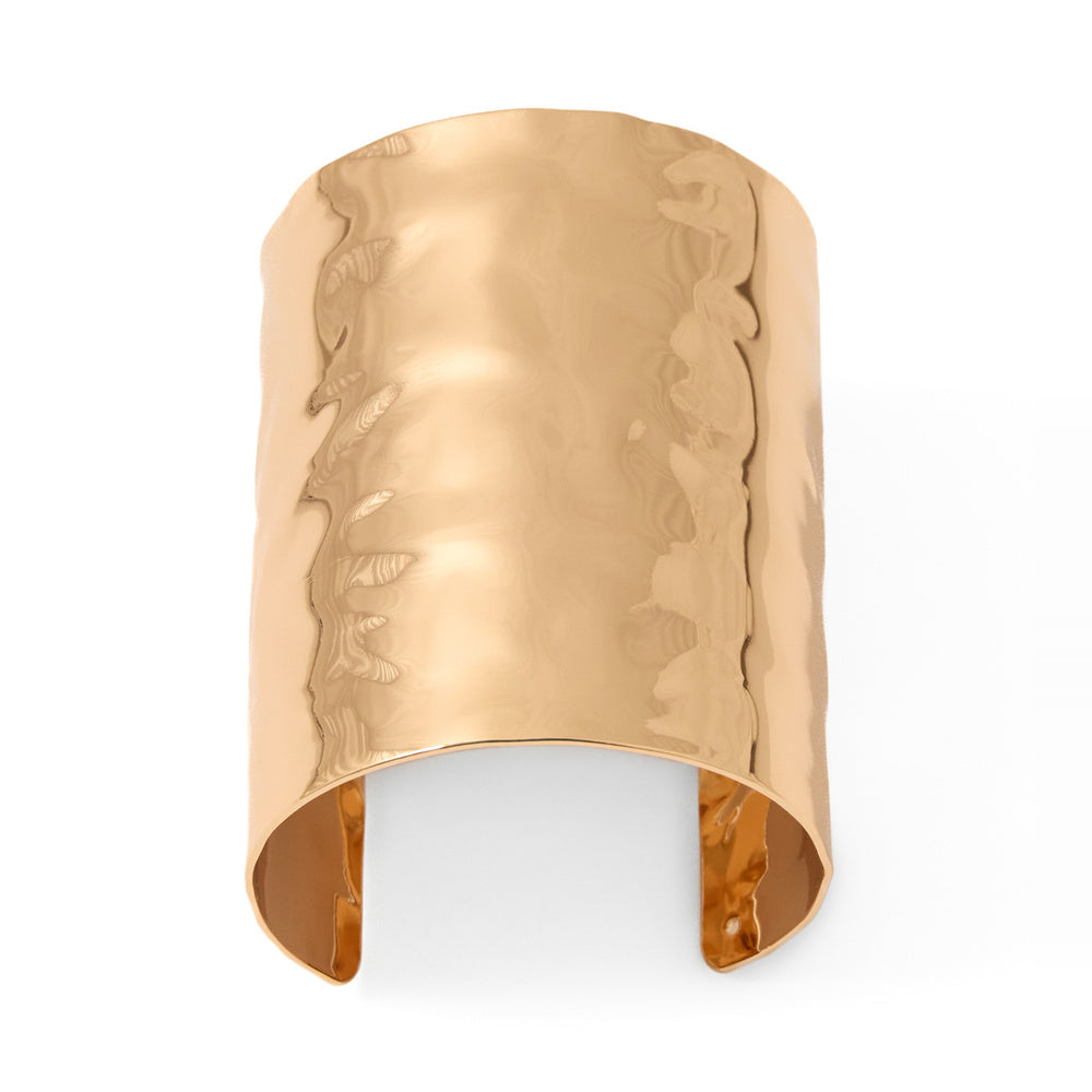 Sfera Maxibrazalete metálico pulido con textura Dorado