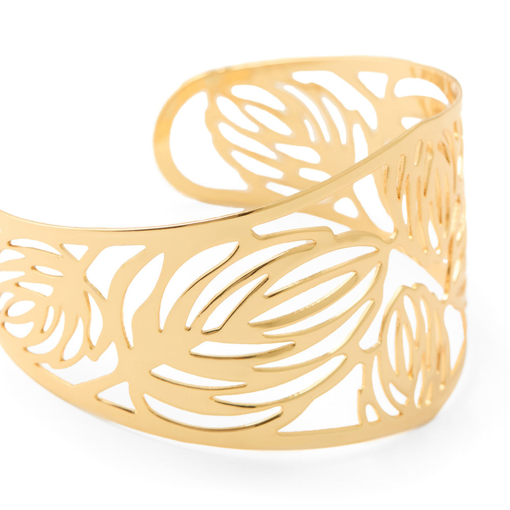 Sfera Pulsera rígida ancha de filigrana de hojas