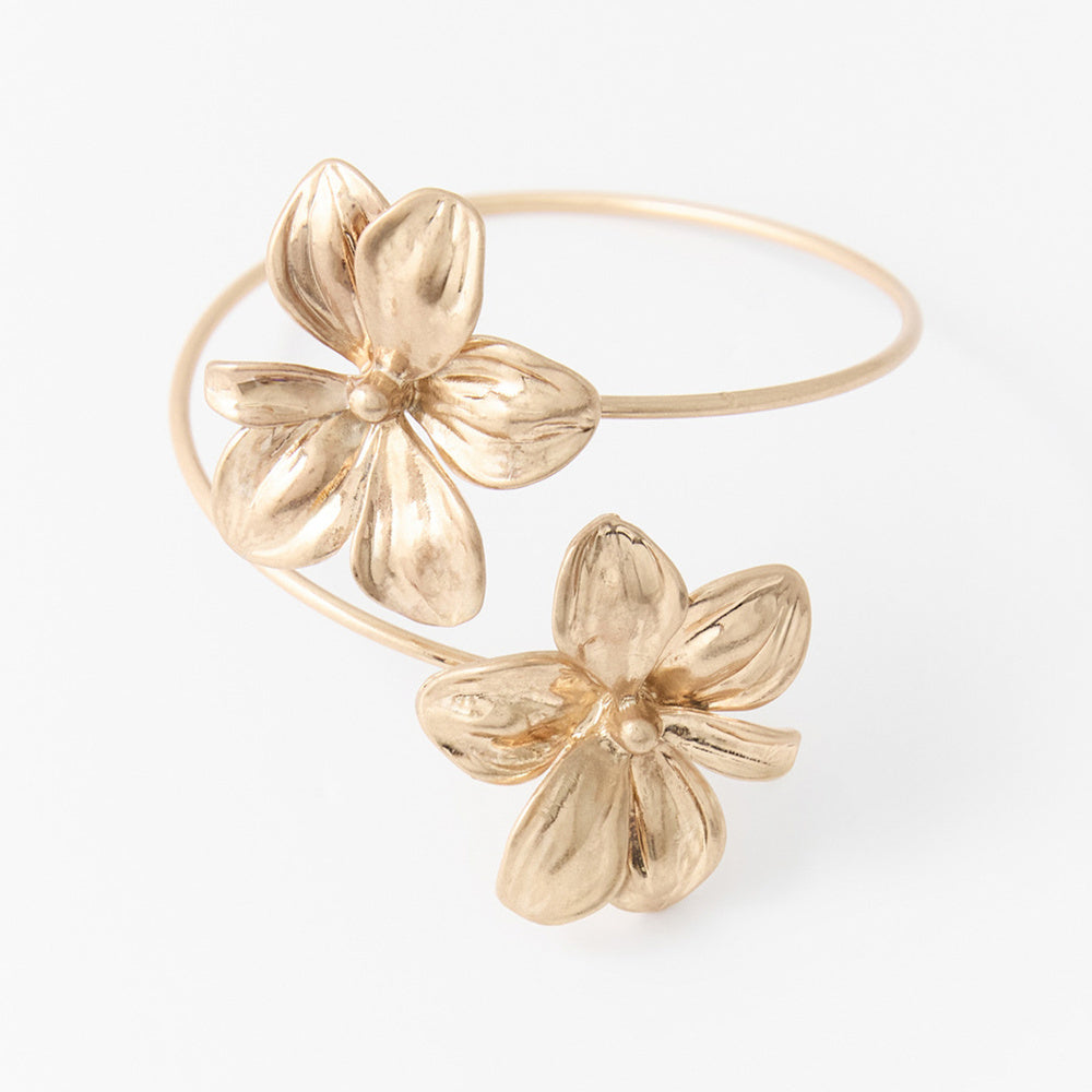 Sfera Brazalete de antebrazo con flores metálicas Dorado