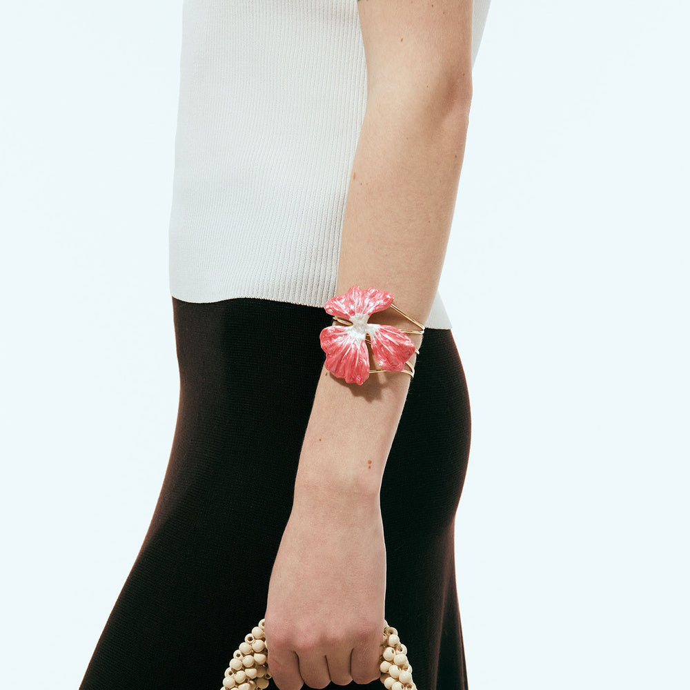 Sfera Brazalete con flores esmaltadas Rosa