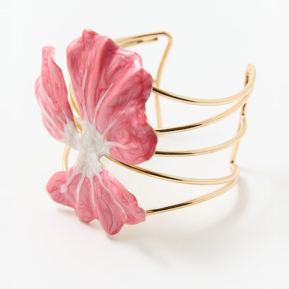 Sfera Brazalete con flores esmaltadas Rosa