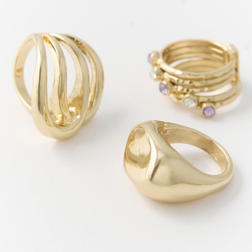 Sfera Set de 3 anillos metálicos con brillos