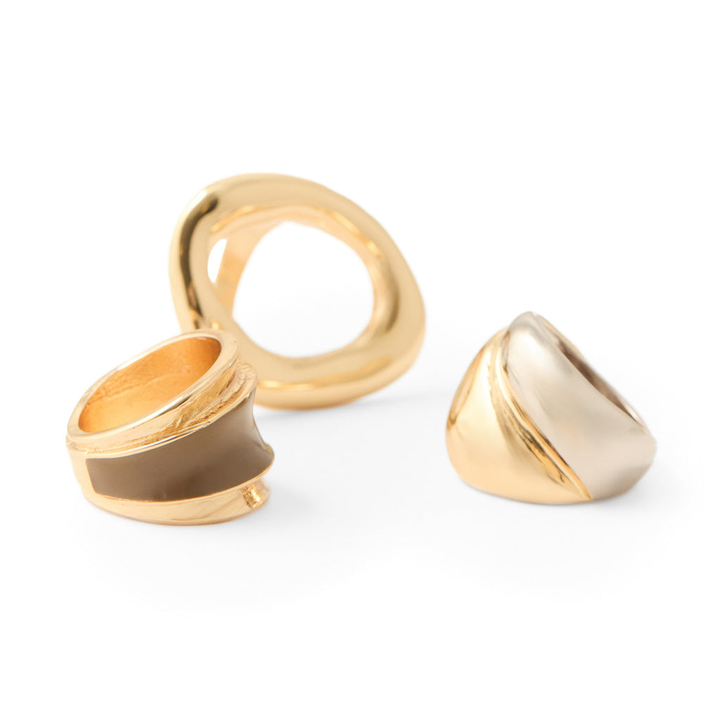 Sfera Set de 3 anillos grandes metálicos esmaltados