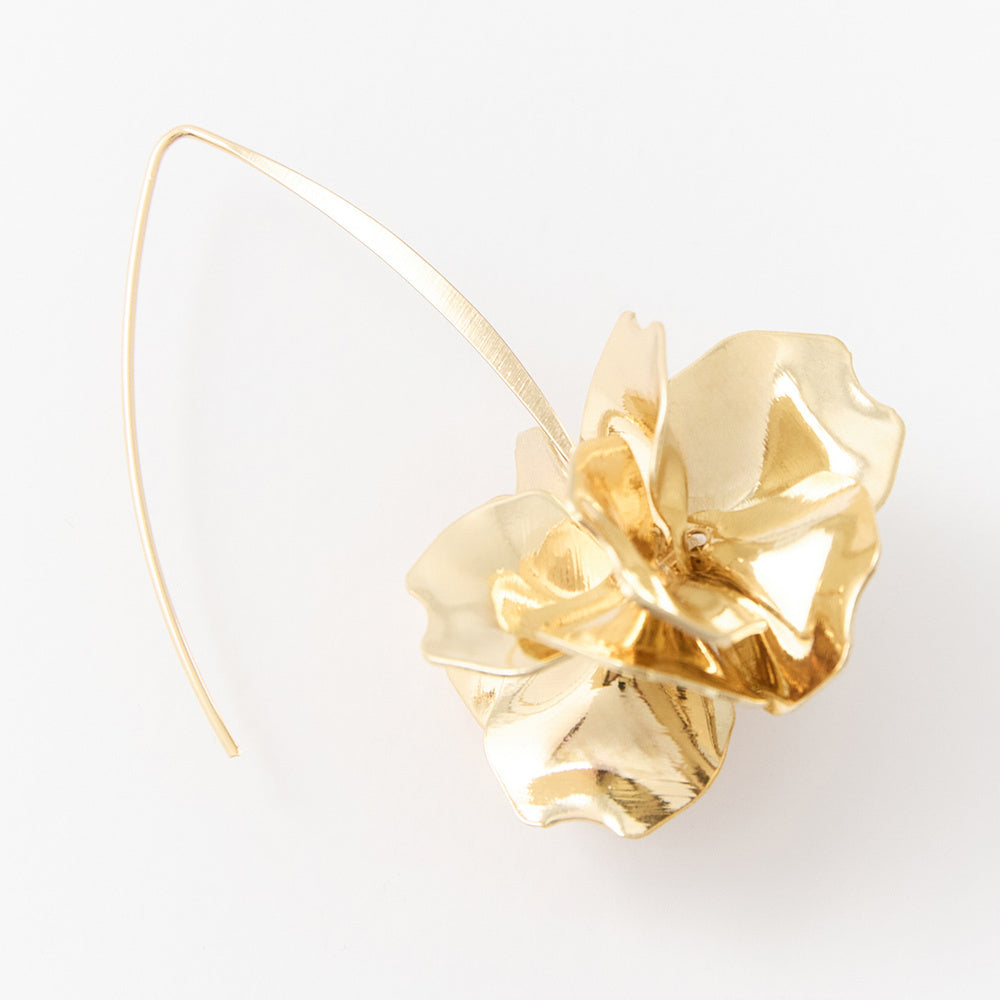 Sfera Conjunto de anillo y aretes de flor dorada Dorado