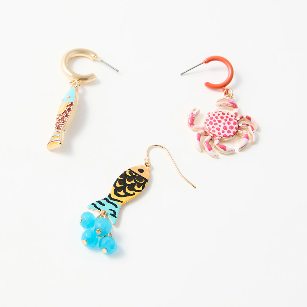 Sfera Conjunto de anillos y aretes esmaltados de peces