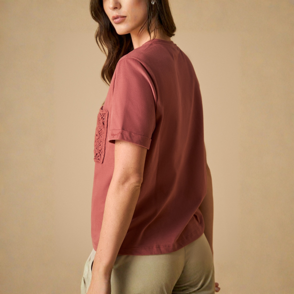 Esprit | Camiseta Manga Corta Con Bolsillo De Encaje Para Mujer