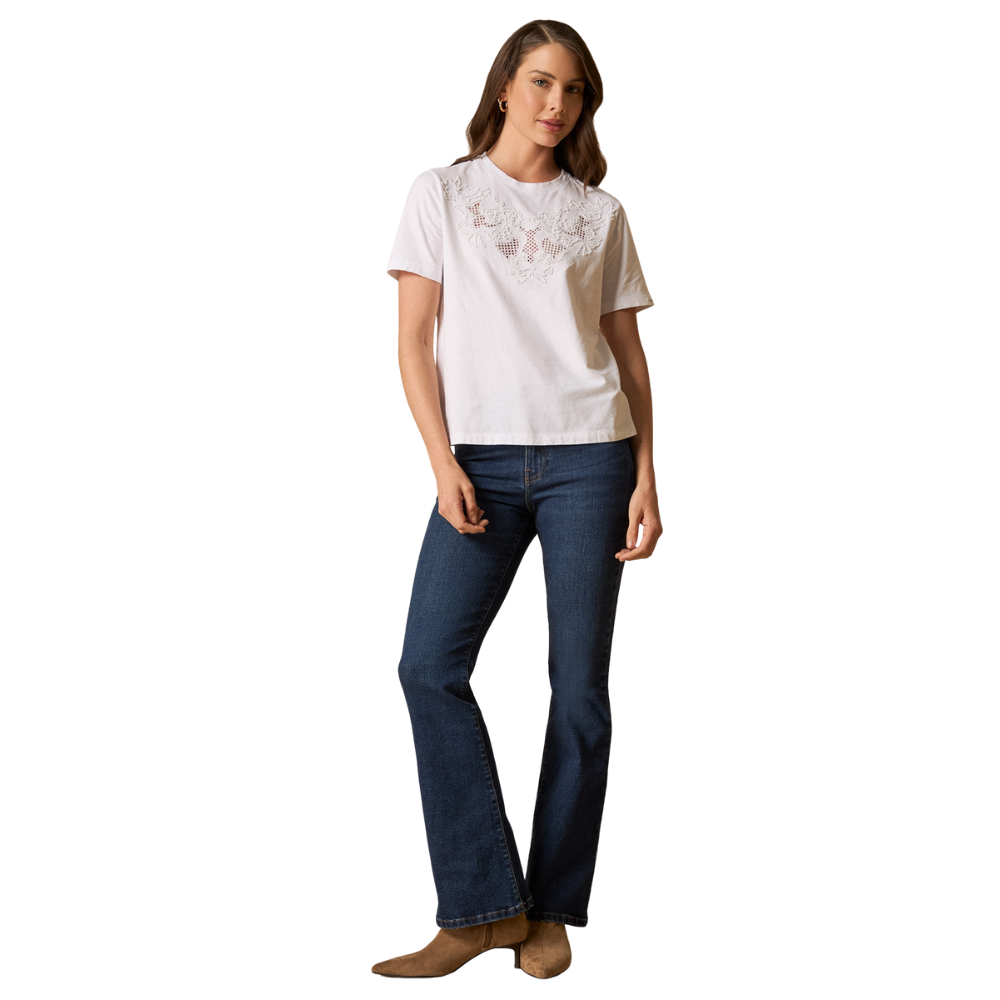 Esprit | Camiseta Manga Corta Con Bordados Florales Para Mujer